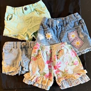 Jordache Girls Mixed Shorts Lot - Mint Green, Light Blue, Denim, Floral Pink